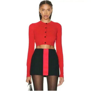 Ferragamo CROPPED RED CASHMERE CARDIGAN